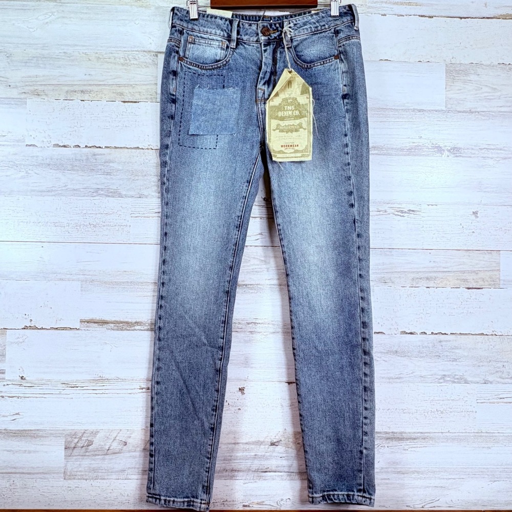 Tennis Denim Co Jeans‎ Size 8 Boyfriend Patchwork Light Wash Blue Casual NEW